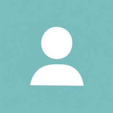 A simple white graphic representing a person on teal background