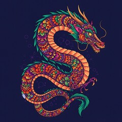 Obraz premium Oriental Dragon in Red and Gold