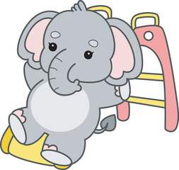 Cute Elephant vector icon. Funny baby Elephant animal series stock illustration. Life of fluffy Elephant designs.