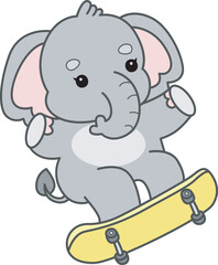 Cute Elephant vector icon. Funny baby Elephant animal series stock illustration. Life of fluffy Elephant designs.