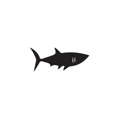 Fototapeta premium image of a shark from the side, logo, black and white, graphics, vector 