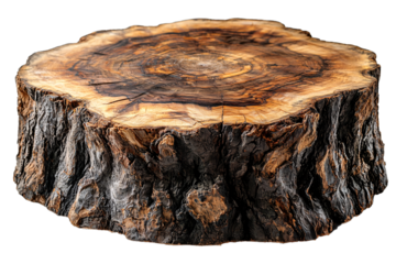 Captivating close-up of a polished wooden tree stump showcasing intricate grain patterns and textures, perfect for nature and rustic home decor themes.