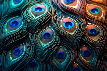 Peacock Feather Pattern with Iridescent Colors
