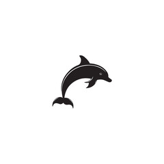 Fototapeta premium image of a dolphin, logo, black and white, graphics, vector 