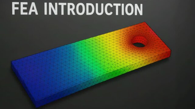 Simulation Engineering Finite Element Analysis Model with Gradient Mesh Design and Detailed Structure Highlighting Stress Distribution and Structural