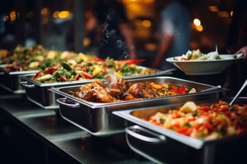 close up of a buffet food
