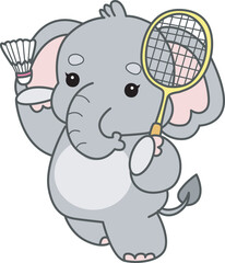 Cute Elephant vector icon. Funny baby Elephant animal series stock illustration. Life of fluffy Elephant designs.