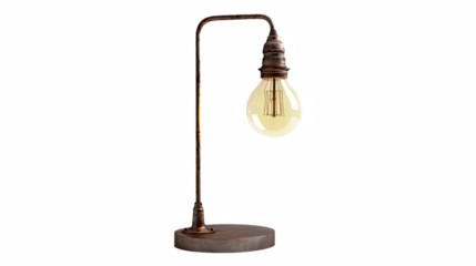 a lamp with a light bulb on a transparent background, PNG image, PNG file, Generative art.