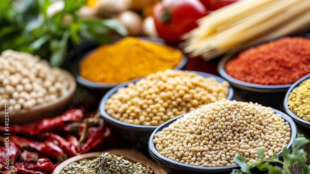 Aufkleber assorted spices and herbs displayed in bowls showcasing healthy cooking and culinary experiences : g