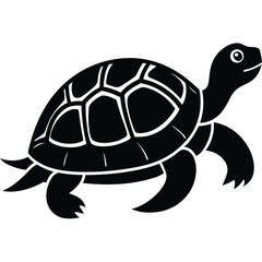 Turtle animal black and white silhouette illustration vector