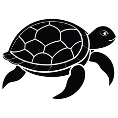 Turtle animal black and white silhouette illustration vector