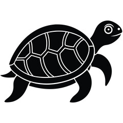 Turtle animal black and white silhouette illustration vector