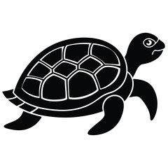 Turtle animal black and white silhouette illustration vector