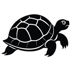 Turtle animal black and white silhouette illustration vector
