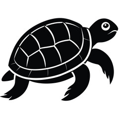 Turtle animal black and white silhouette illustration vector