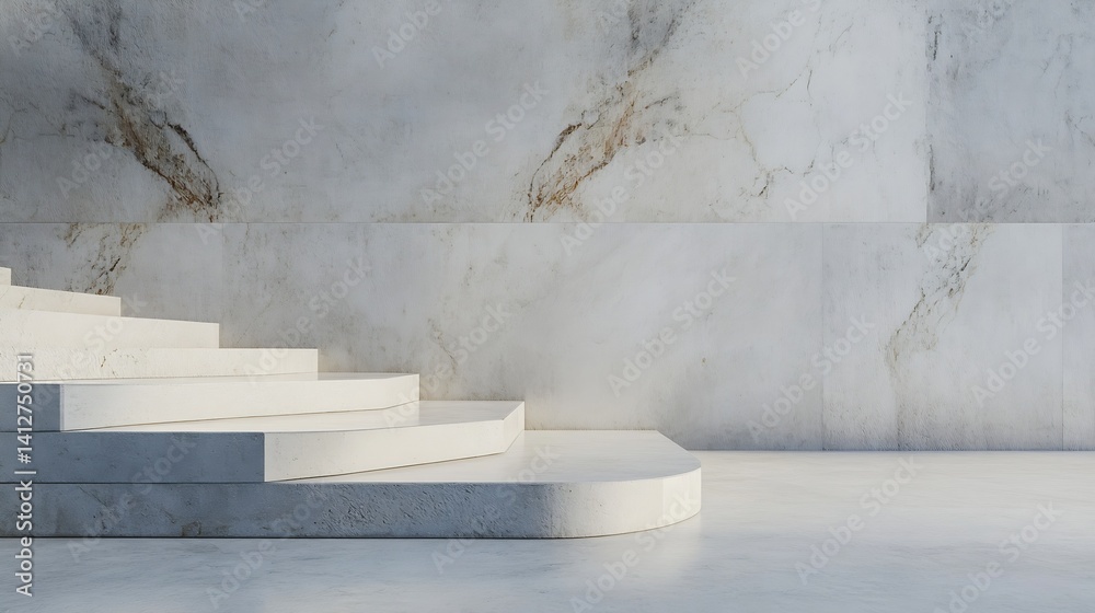 Poster minimalist concrete staircase with elegant marble wall design : generative ai