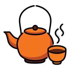 teapot and teacup vector illustration
