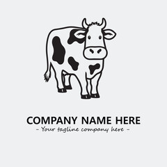 Cow illustration black and white for logo company vector image
