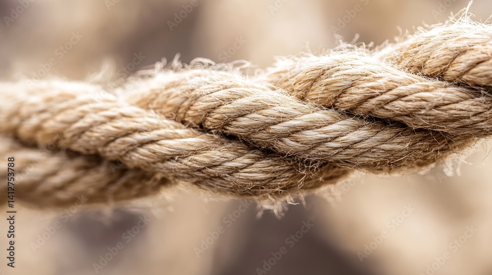 Aufkleber Close up of a twisted natural rope showcasing textures and material craftsmanship : Generative AI