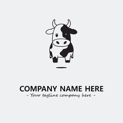 Cow illustration black and white for logo company vector image
