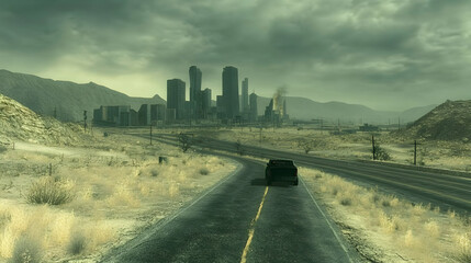 Fototapeta premium Desolate Highway to City