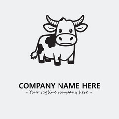 Cow illustration black and white for logo company vector image
