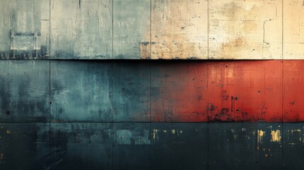 Fototapeta premium Layered Grunge Texture Background With Red Blue And Beige Paint