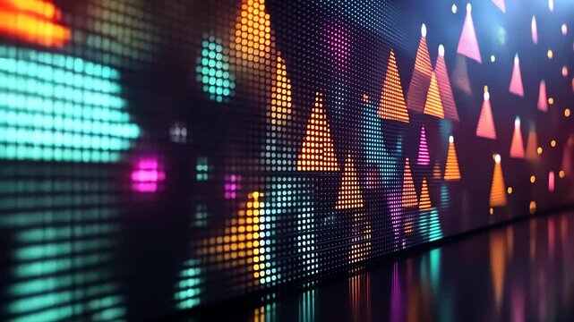 Colorful led wall display triangles