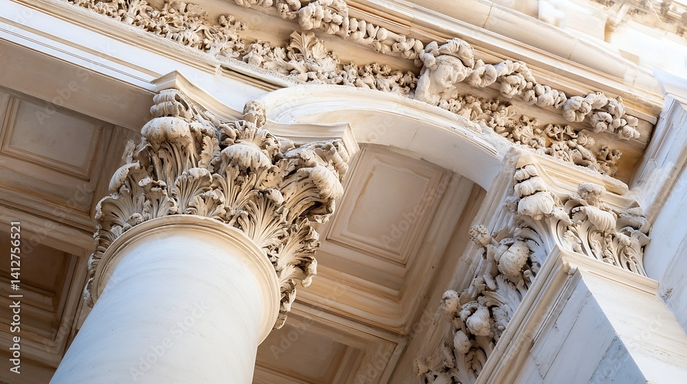 Leinwandbilder decorative corinthian column with intricate design detail in classical architecture : generative ai