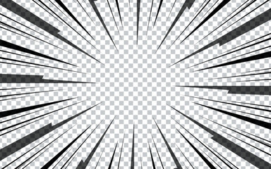 Concentrated lines in manga comic style. Background material. Vector illustration