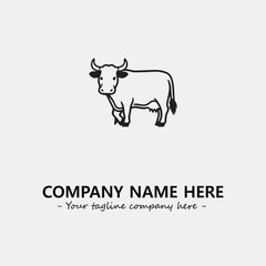 Cow illustration black and white for logo company vector image
