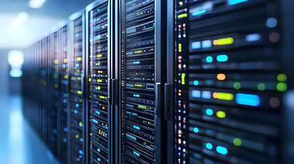 Naklejka premium Modern Server Racks In Data Center