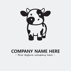 Cow illustration black and white for logo company vector image

