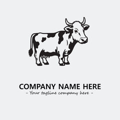 Cow illustration black and white for logo company vector image
