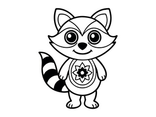 Obraz premium Coloring book for children. Cute raccoon in zentangle style. Tasks for children can be used in a book, magazine. Vector illustration