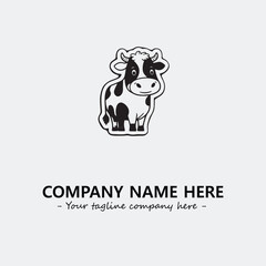 Cow illustration black and white for logo company vector image
