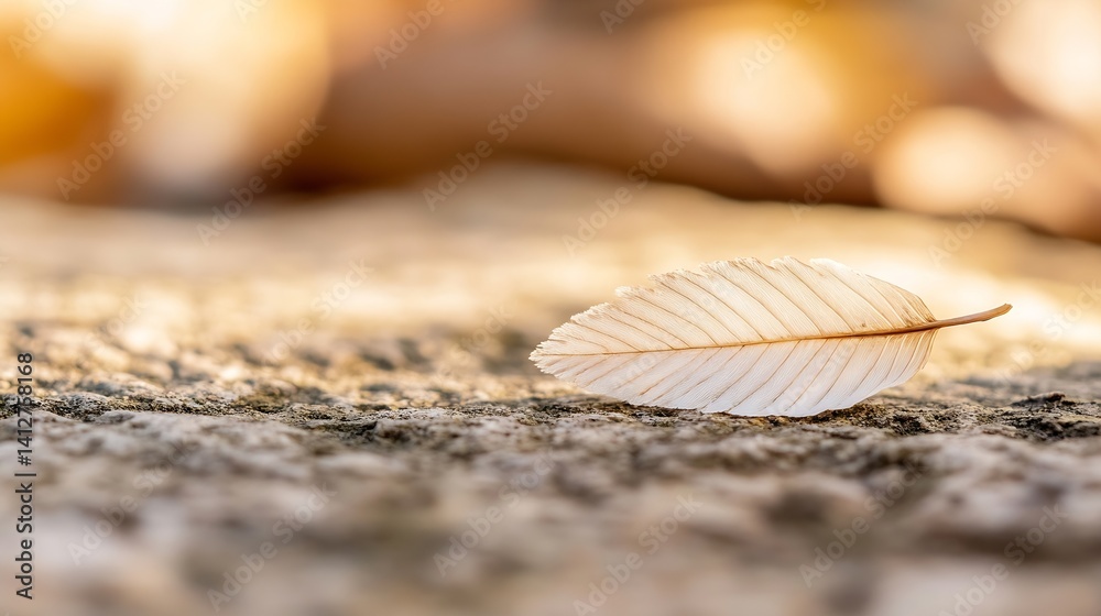 Aufkleber delicate autumn leaf on ground bathed in soft natural light as nature speaks : generative ai