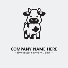 Cow illustration black and white for logo company vector image
