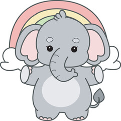 Obraz premium Cute Elephant vector icon. Funny baby Elephant animal series stock illustration. Life of fluffy Elephant designs.