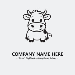 Cow illustration black and white for logo company vector image
