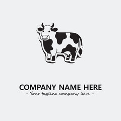 Cow illustration black and white for logo company vector image
