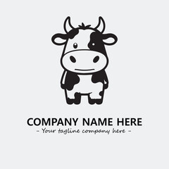 Cow illustration black and white for logo company vector image
