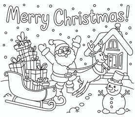 christmas, happy christmas, christmas coloring book, cute animal christmas coloring page, kids coloring, coloring page, coloring, cartoon, illustration, coloring book, vector, animal, drawing, sketch,