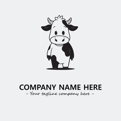 Cow illustration black and white for logo company vector image
