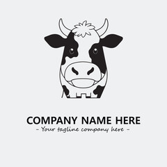 Cow illustration black and white for logo company vector image
