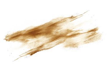 Fine sand lightly splash top view on a pure white background, isolated and suitable for PNG extraction