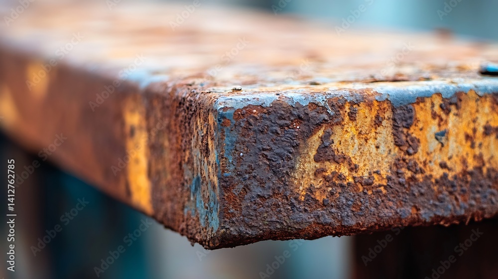 Poster Textured Close Up of Rusty Metal Surface Showing Decay and Industrial Background for Artistic Projects : Generative AI