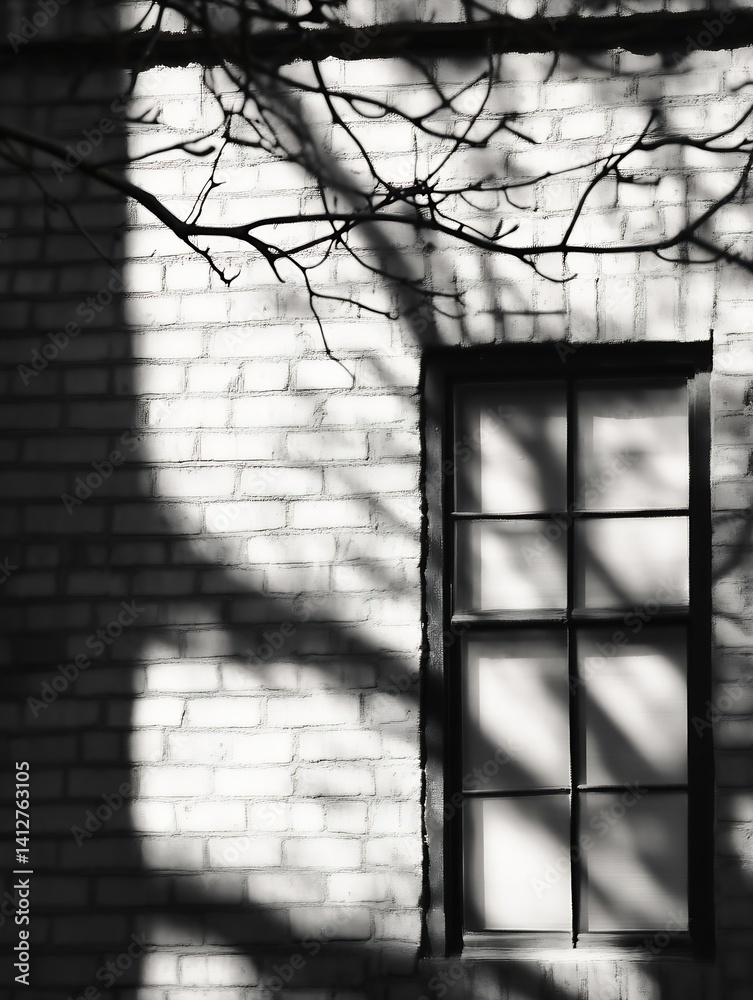 Leinwandbilder Dramatic shadows on a brick wall from window creating intriguing artistic effect : Generative AI