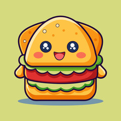 Burger hamburger isolated flat design. Burger or sandwich, fast food