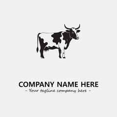 Cow illustration black and white for logo company vector image
